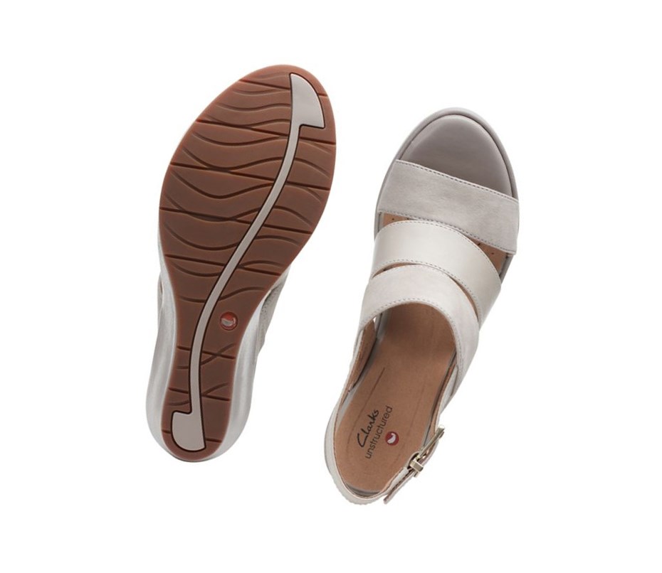 Clarks Un Plaza Go Wildleder Keilabsatz Sandalen Damen Gold | MYNG78395