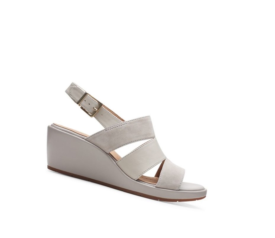 Clarks Un Plaza Go Wildleder Keilabsatz Sandalen Damen Gold | MYNG78395