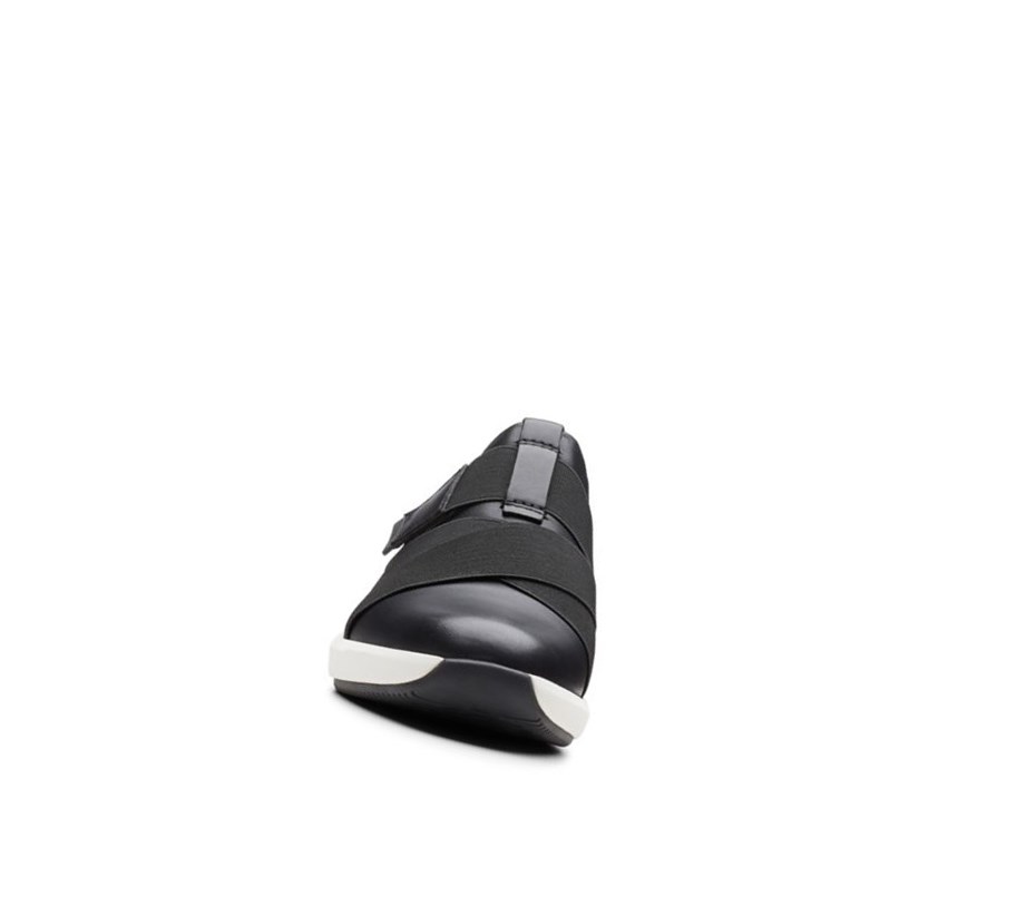 Clarks Un Rio Riemen Leder Lässige Turnschuhe Damen Schwarz | QDWV31568