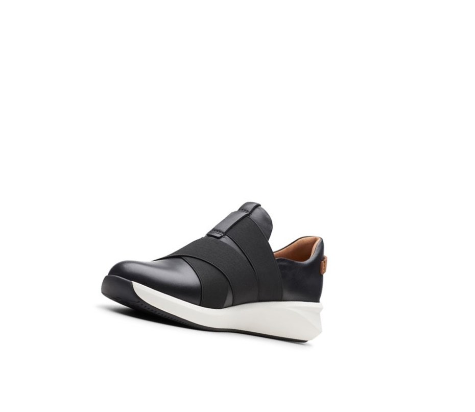 Clarks Un Rio Riemen Leder Weite Fit Lederschuhe Damen Schwarz | MOCE58603