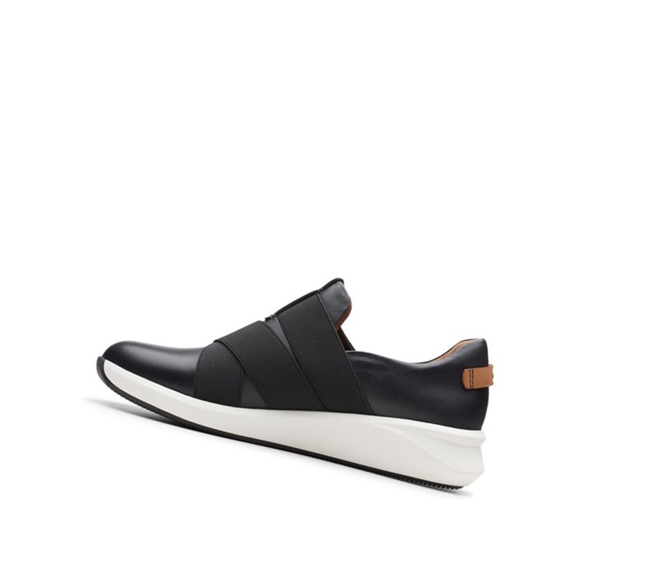 Clarks Un Rio Riemen Leder Weite Fit Lederschuhe Damen Schwarz | MOCE58603