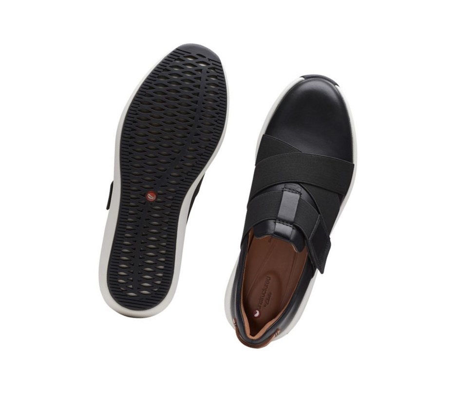 Clarks Un Rio Riemen Leder Weite Fit Lederschuhe Damen Schwarz | MOCE58603