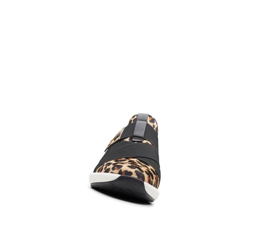 Clarks Un Rio Riemen Print Pony Leder Lässige Turnschuhe Damen Leopard | JAGH91720