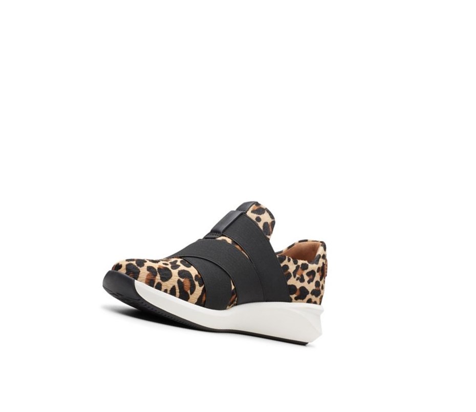 Clarks Un Rio Riemen Print Pony Leder Lässige Turnschuhe Damen Leopard | JAGH91720