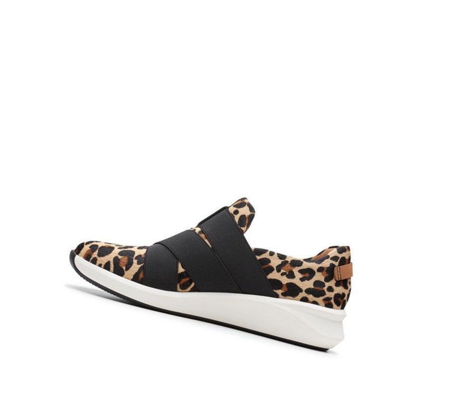 Clarks Un Rio Riemen Print Pony Leder Lässige Turnschuhe Damen Leopard | JAGH91720