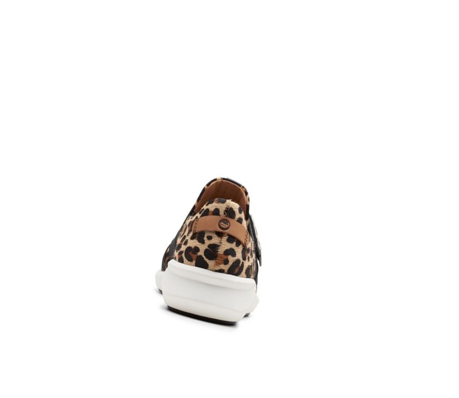 Clarks Un Rio Riemen Print Pony Leder Lässige Turnschuhe Damen Leopard | JAGH91720