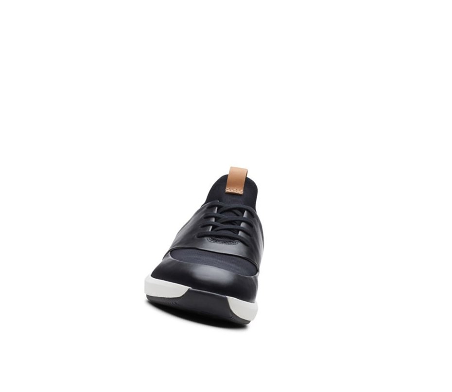 Clarks Un Rio Spitze Leder Lässige Turnschuhe Damen Schwarz | QUGJ26095
