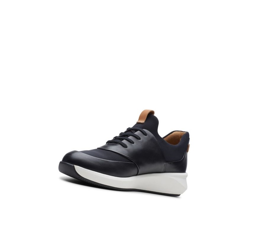Clarks Un Rio Spitze Leder Lässige Turnschuhe Damen Schwarz | QUGJ26095