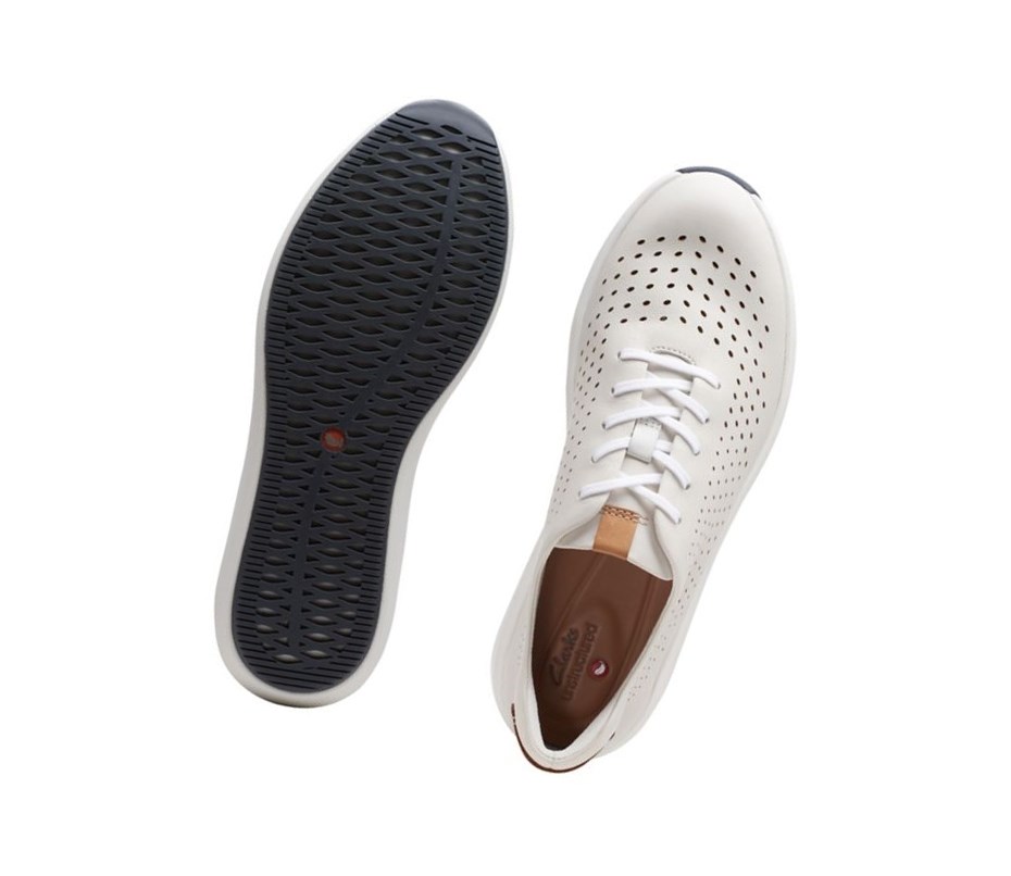 Clarks Un Rio Tie Leder Sneakers Damen Weiß | VFKL29453