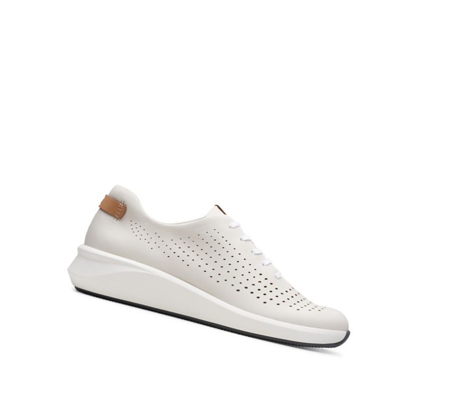 Clarks Un Rio Tie Leder Sneakers Damen Weiß | VFKL29453