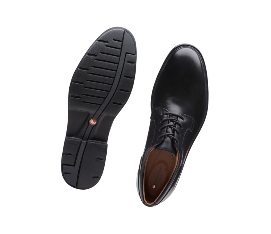 Clarks Un Tailor Tie Leder Lederschuhe Herren Schwarz | KUIH37409