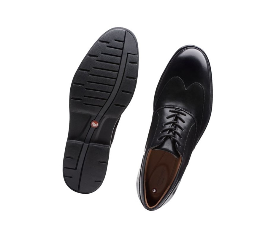 Clarks Un Tailor Wing Leder Lederschuhe Herren Schwarz | VDLQ01624