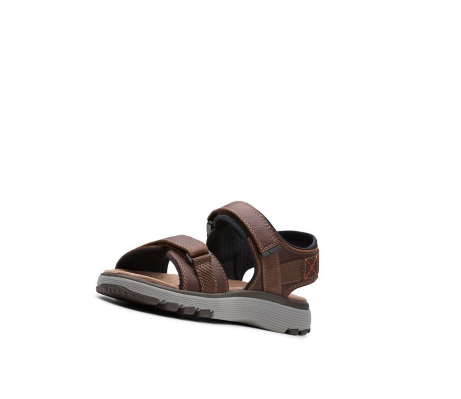 Clarks Un Trek Part Leder Lässige Sandalen Herren Dunkelbraun | VKWI18905