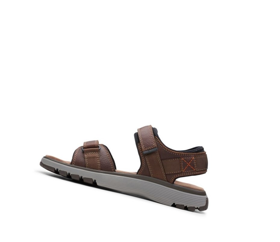 Clarks Un Trek Part Leder Lässige Sandalen Herren Dunkelbraun | VKWI18905