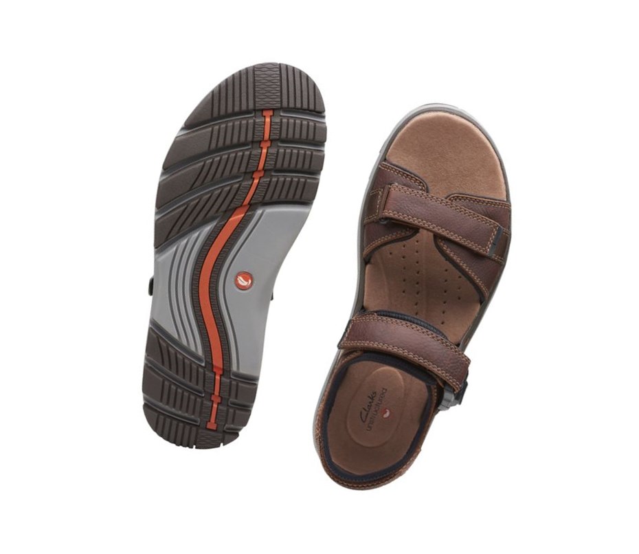 Clarks Un Trek Part Leder Lässige Sandalen Herren Dunkelbraun | VKWI18905