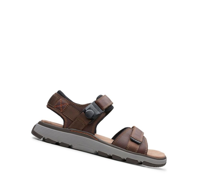Clarks Un Trek Part Leder Lässige Sandalen Herren Dunkelbraun | VKWI18905