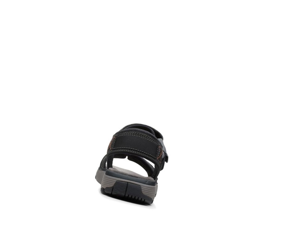 Clarks Un Trek Part Leder Lässige Sandalen Herren Schwarz | VNST60872