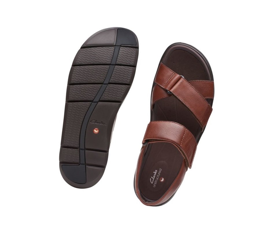Clarks Un Wilmore Band Leder Lässige Sandalen Herren Tiefesbraun | IXBE35618
