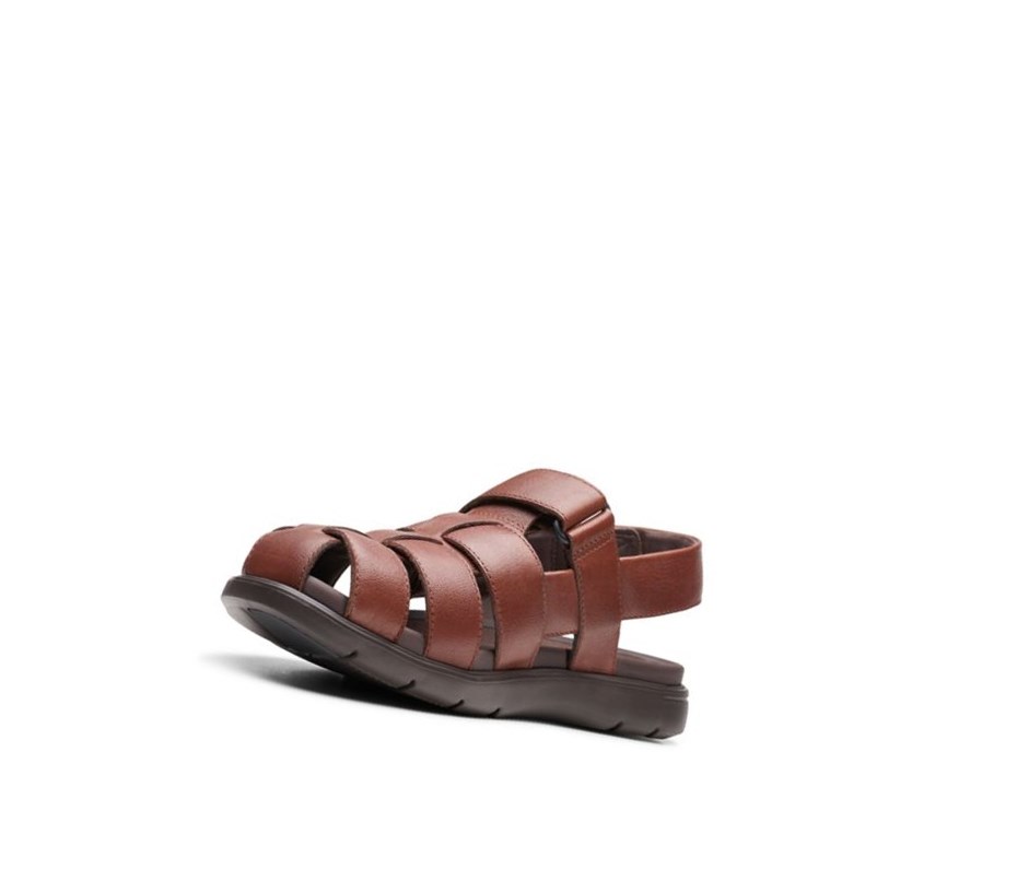 Clarks Unwilmore Ray Leder Lässige Sandalen Herren Tiefesbraun | IVHG12869