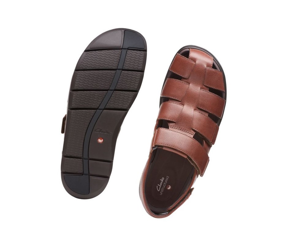 Clarks Unwilmore Ray Leder Lässige Sandalen Herren Tiefesbraun | IVHG12869