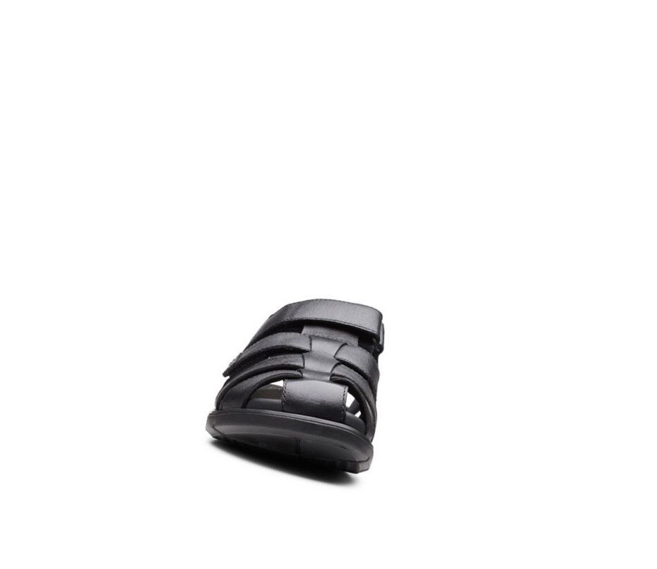 Clarks Unwilmore Ray Leder Lässige Sandalen Herren Schwarz | OXPI87325