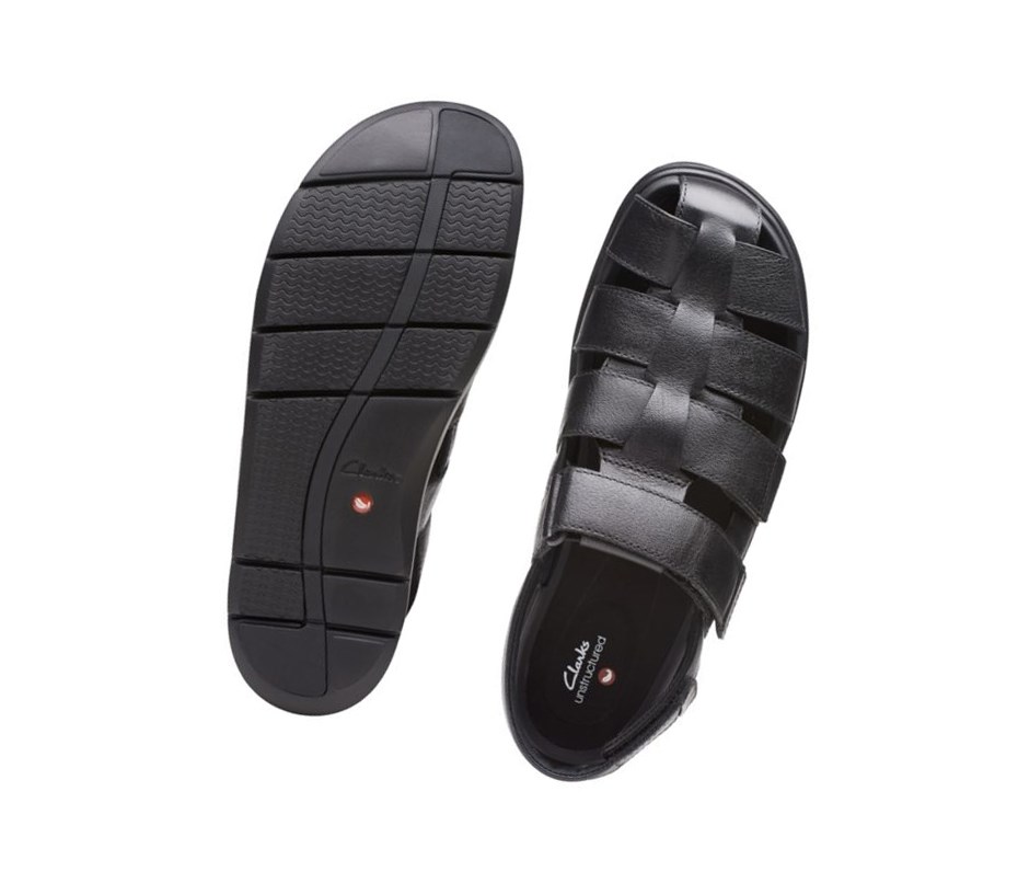 Clarks Unwilmore Ray Leder Lässige Sandalen Herren Schwarz | OXPI87325