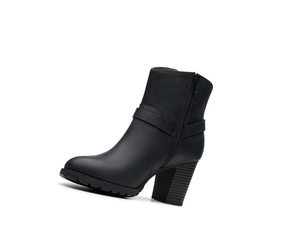 Clarks Verona Rock Leder Stiefeletten Damen Schwarz | EBDI16948