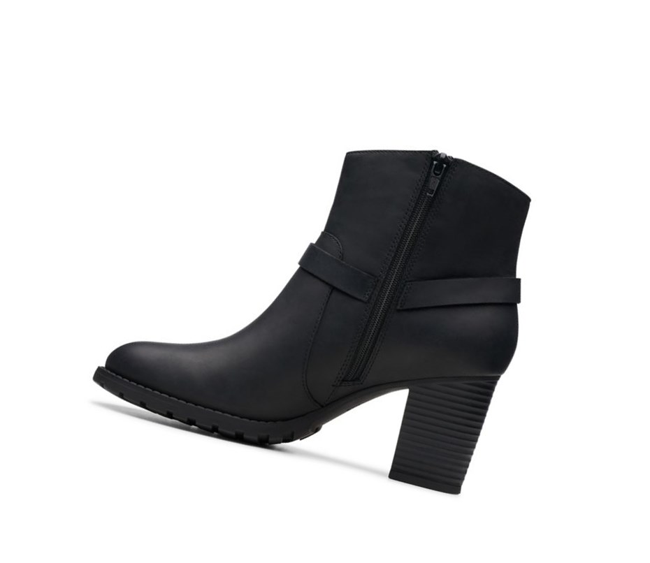 Clarks Verona Rock Leder Stiefeletten Damen Schwarz | EBDI16948
