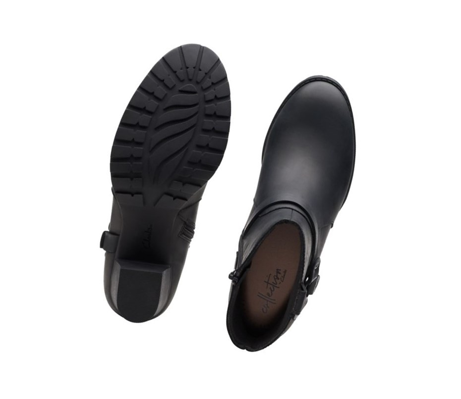 Clarks Verona Rock Leder Stiefeletten Damen Schwarz | EBDI16948