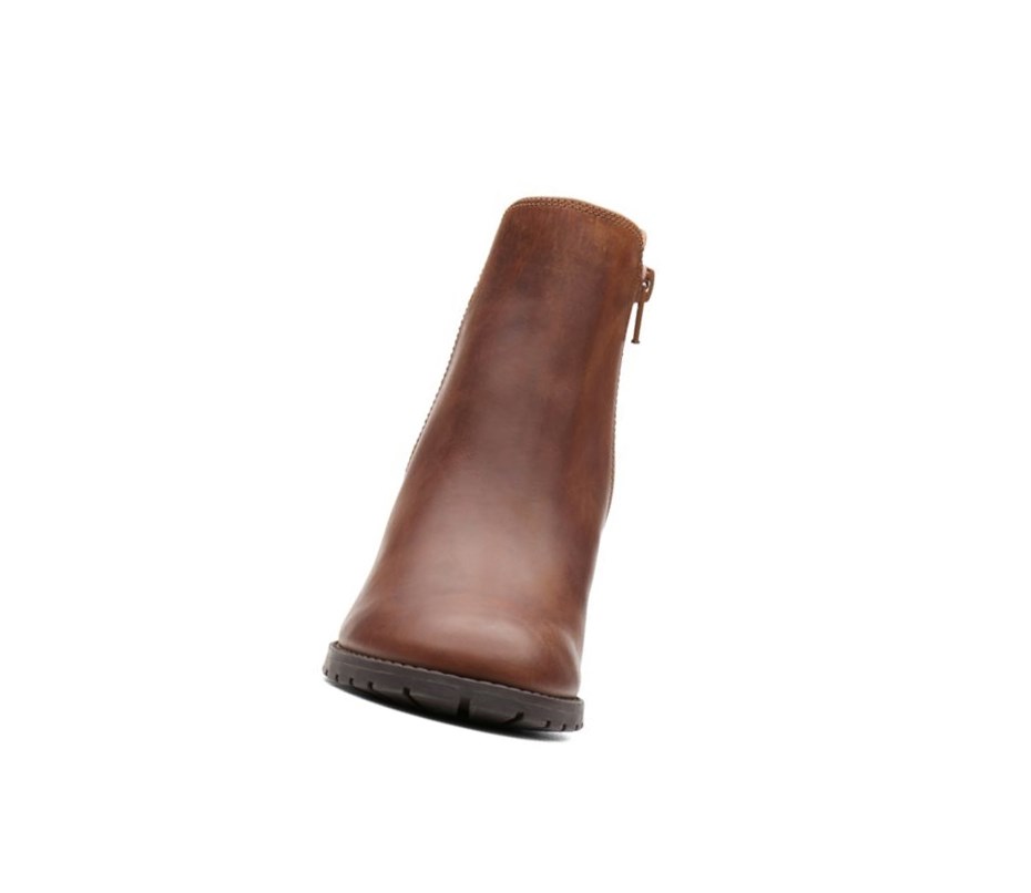 Clarks Verona Trish Leder Stiefel mit Absatz Damen Dunkelbraun | GEBL56340