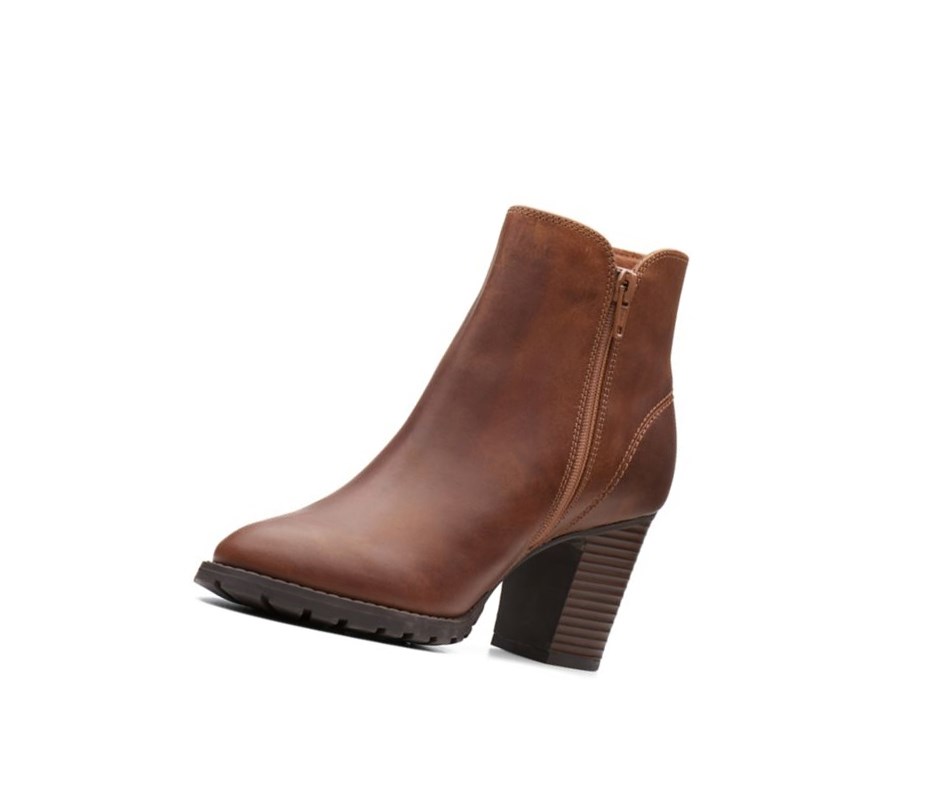 Clarks Verona Trish Leder Stiefel mit Absatz Damen Dunkelbraun | GEBL56340