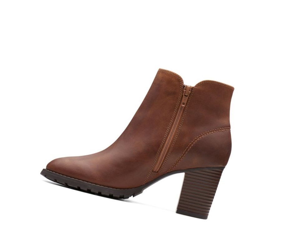 Clarks Verona Trish Leder Stiefel mit Absatz Damen Dunkelbraun | GEBL56340
