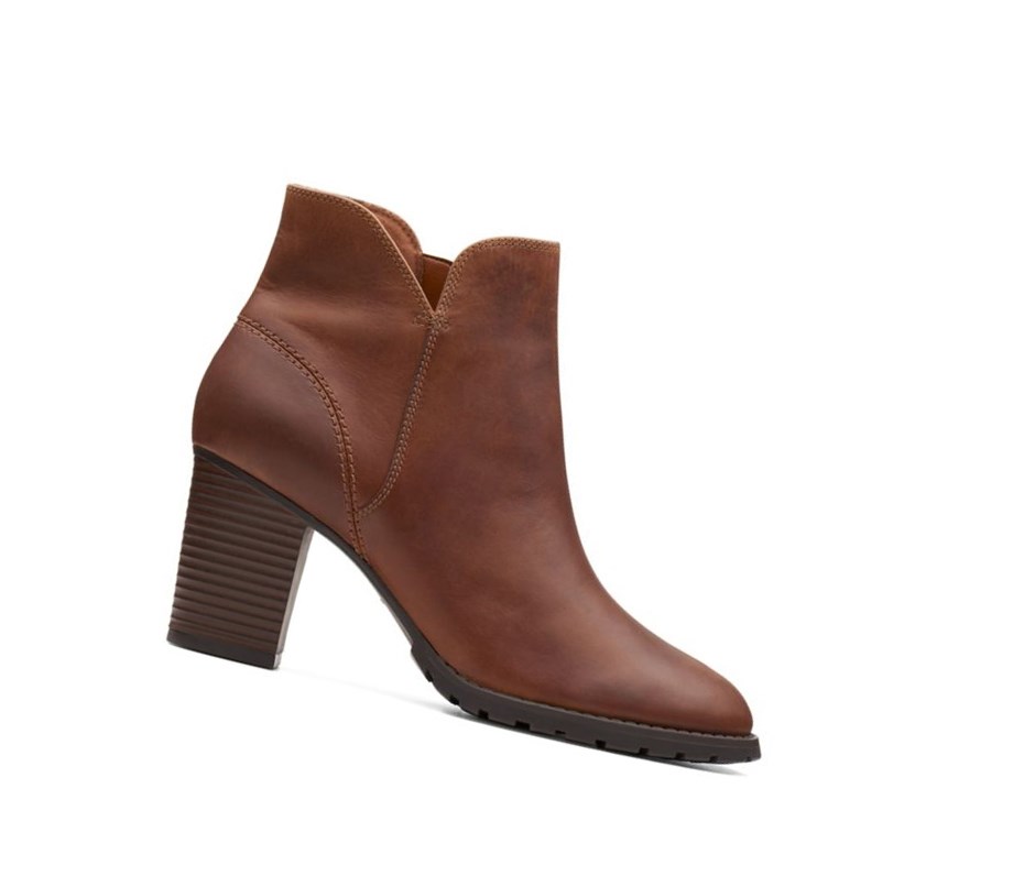 Clarks Verona Trish Leder Stiefel mit Absatz Damen Dunkelbraun | GEBL56340