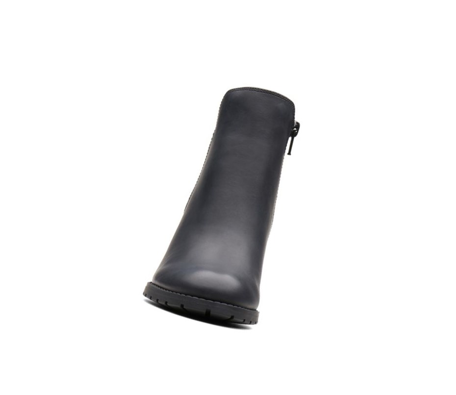 Clarks Verona Trish Leder Stiefel mit Absatz Damen Schwarz | LMGE65947