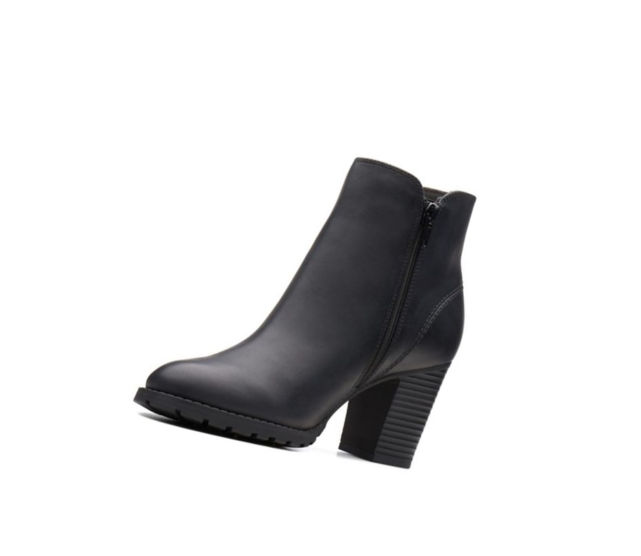 Clarks Verona Trish Leder Stiefel mit Absatz Damen Schwarz | LMGE65947