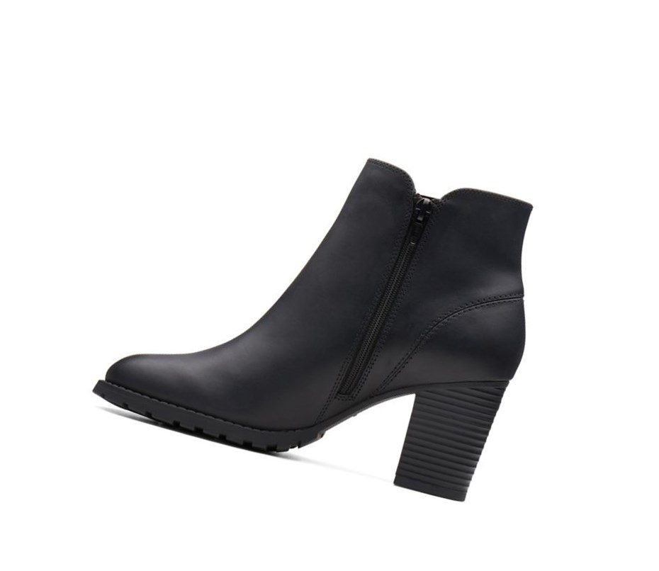 Clarks Verona Trish Leder Stiefel mit Absatz Damen Schwarz | LMGE65947
