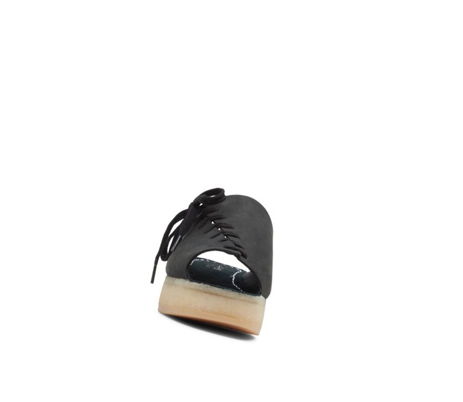 Clarks Wallacraft Open Nubuck Wallabee Damen Schwarz | SDLF14358