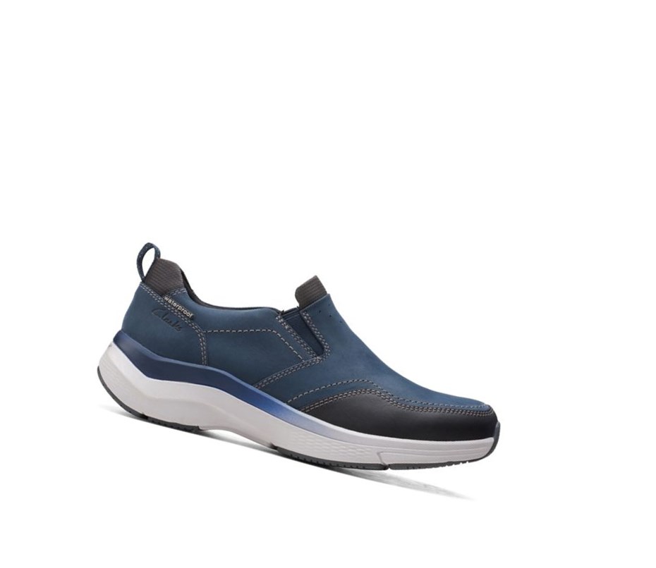 Clarks Wave 2.0 Edge Nubuck Leder Sneakers Herren Navy | OIDR47618
