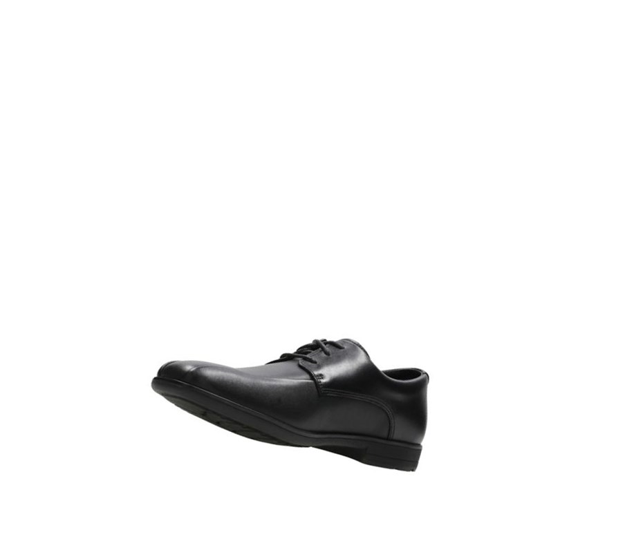 Clarks Willis Lad Leder Schulschuhe Jungen Schwarz | BNCV86793