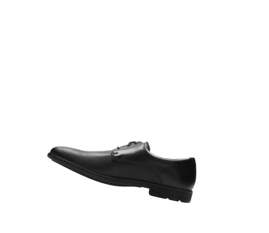 Clarks Willis Lad Leder Schulschuhe Jungen Schwarz | BNCV86793