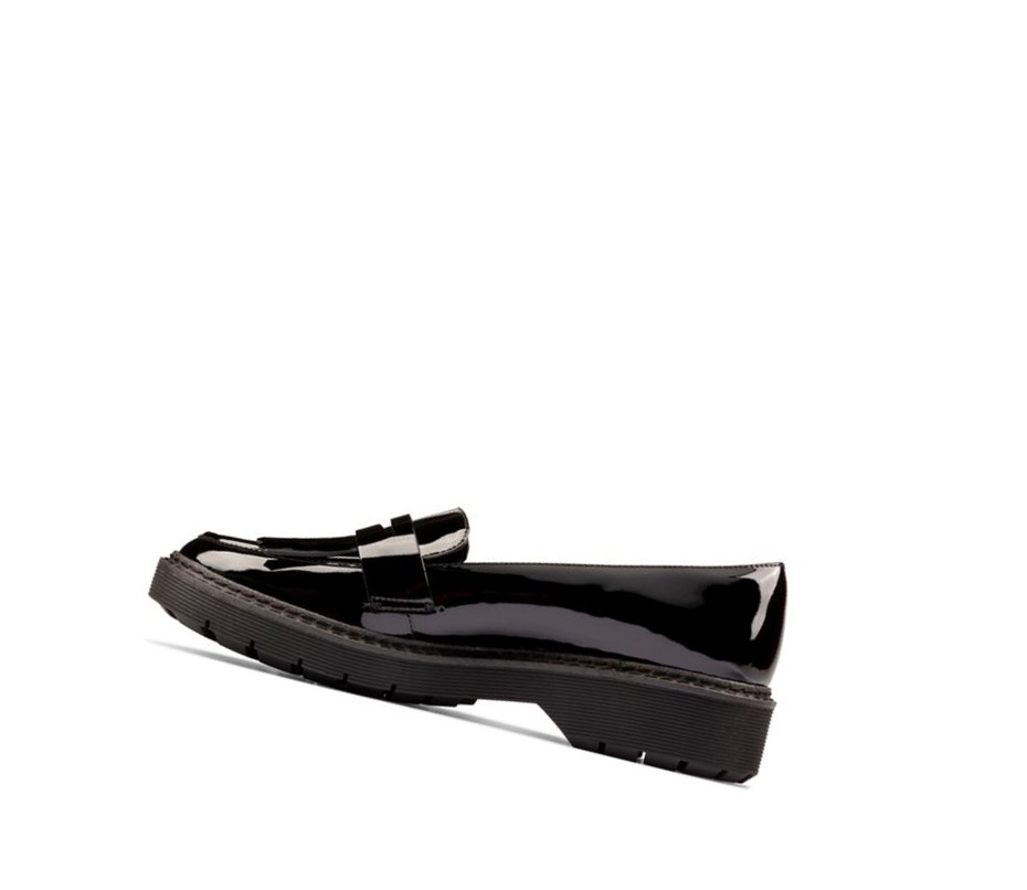 Clarks Witcombe Dawn Lack Leder Flache Schuhe Damen Schwarz | RNCL19472