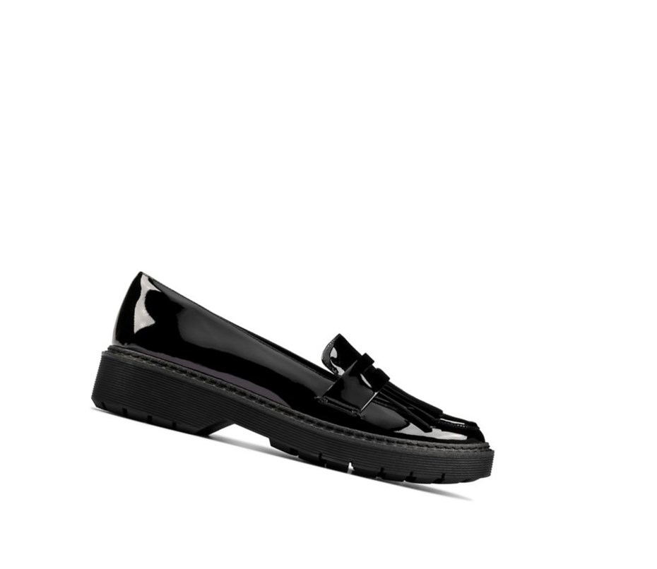 Clarks Witcombe Dawn Lack Leder Lederschuhe Damen Schwarz | YLXZ45903