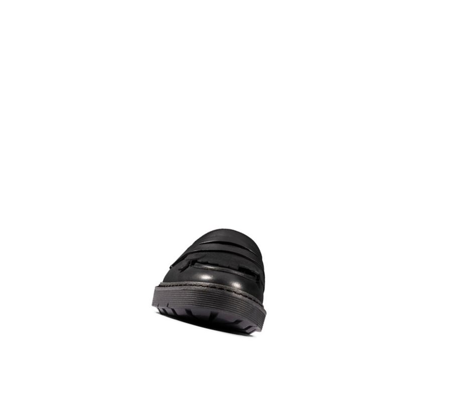 Clarks Witcombe Dawn Leder Flache Schuhe Damen Schwarz | FHWD31429