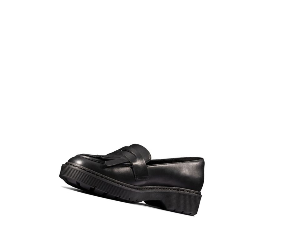 Clarks Witcombe Dawn Leder Flache Schuhe Damen Schwarz | FHWD31429