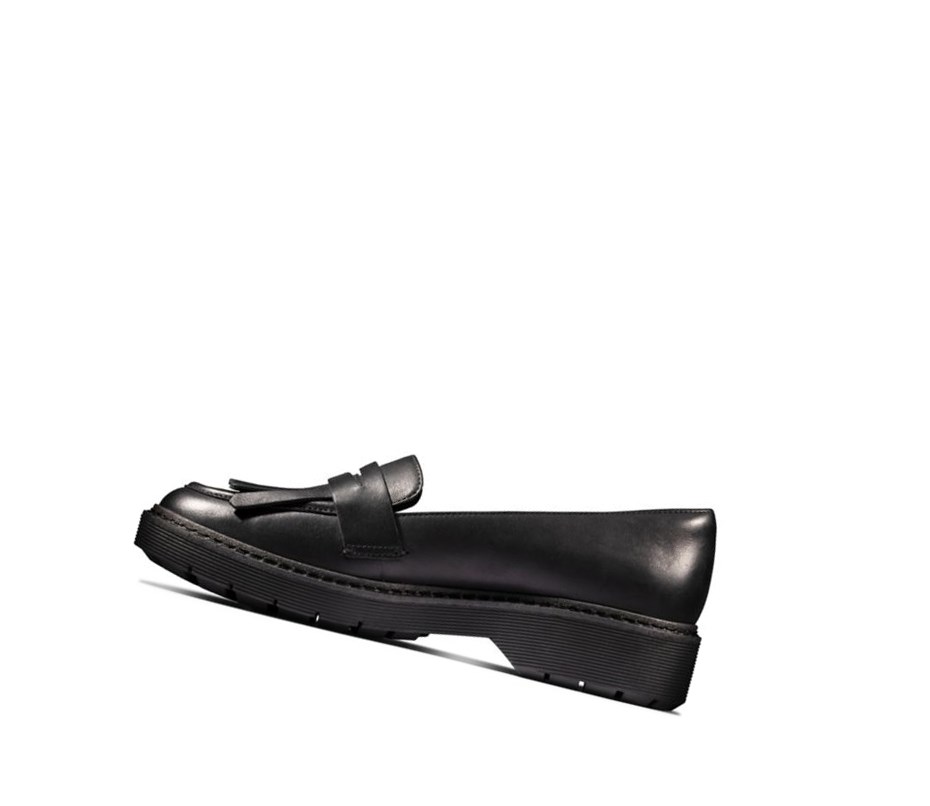 Clarks Witcombe Dawn Leder Flache Schuhe Damen Schwarz | FHWD31429