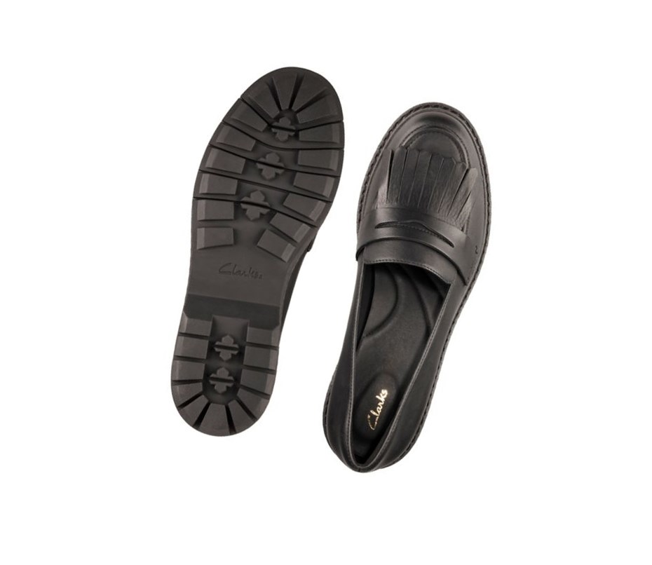 Clarks Witcombe Dawn Leder Flache Schuhe Damen Schwarz | FHWD31429