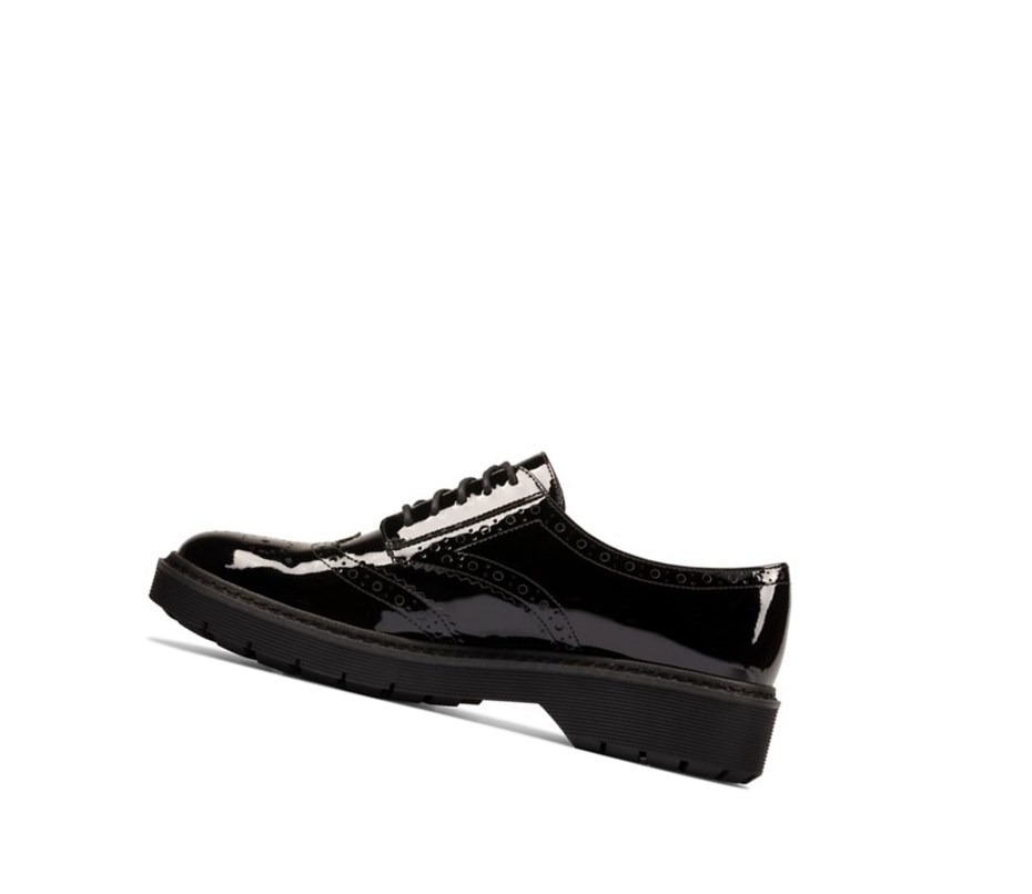 Clarks Witcombe Echo Lack Wildleder Brogues Damen Schwarz | QTSK54279