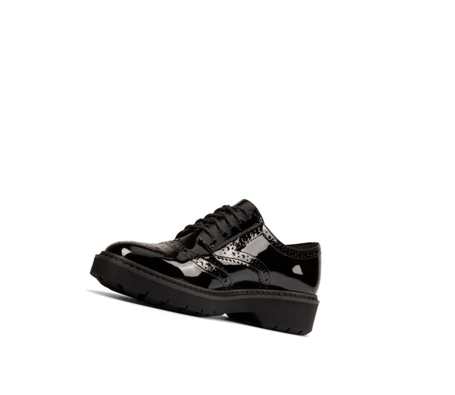 Clarks Witcombe Echo Lack Wildleder Flache Schuhe Damen Schwarz | ECWJ53471