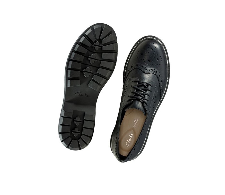 Clarks Witcombe Echo Leder Wanderschuhe Damen Schwarz | WNCF03562