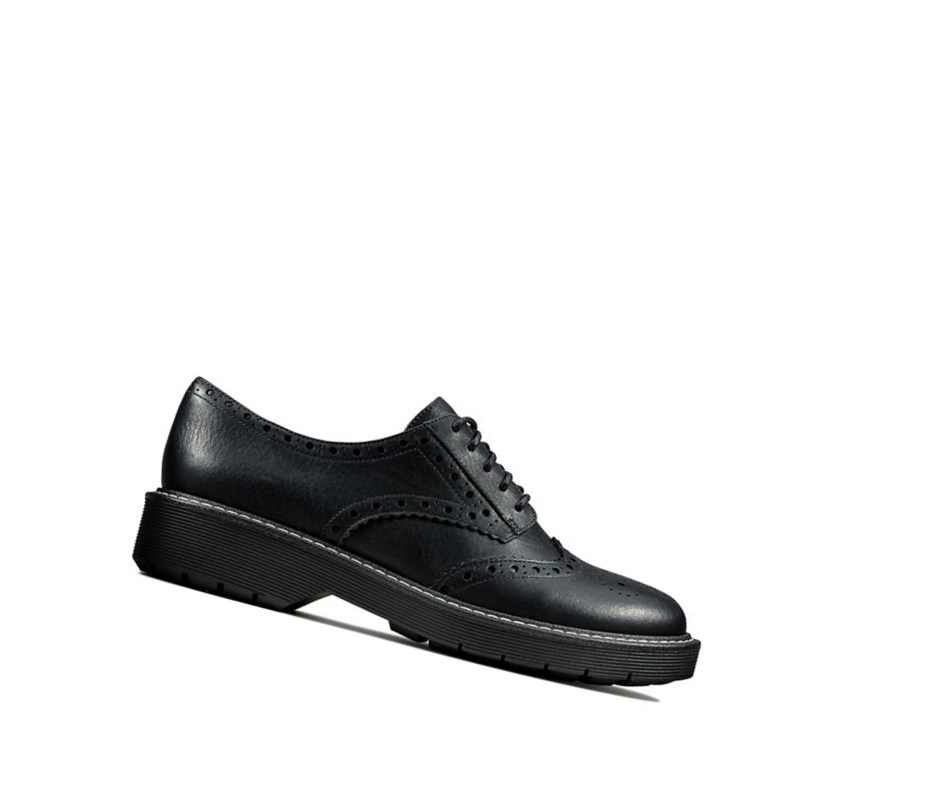 Clarks Witcombe Echo Leder Wanderschuhe Damen Schwarz | WNCF03562